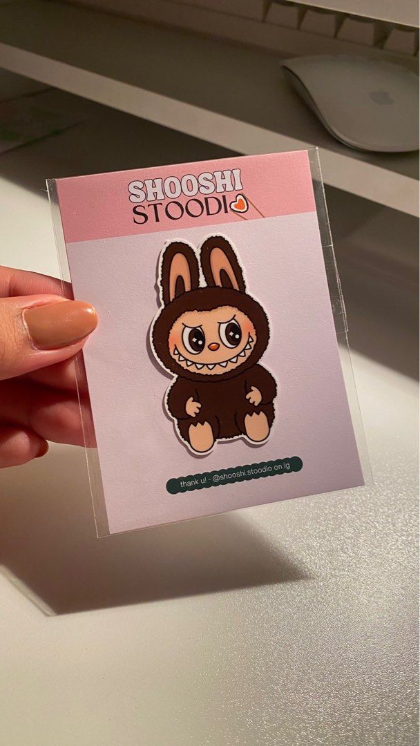 Popmart Labubu have a seat Stickers (Category: Designer & Blind Box Toys) located in Paranaque City. Submitted by janelaaa_ (Listing ID 1426576285, Image 2). Description: - 25 each sticker. 160 for a set of 7 stickers - Perfect for your ipad, laptop, journal, and more! % 30 php each % matte vinyl stickers & scratch proof & water resistant message me here or @shooshi.stoodio on IG to order! disclaimer: this is not an official Pop Mart product. all