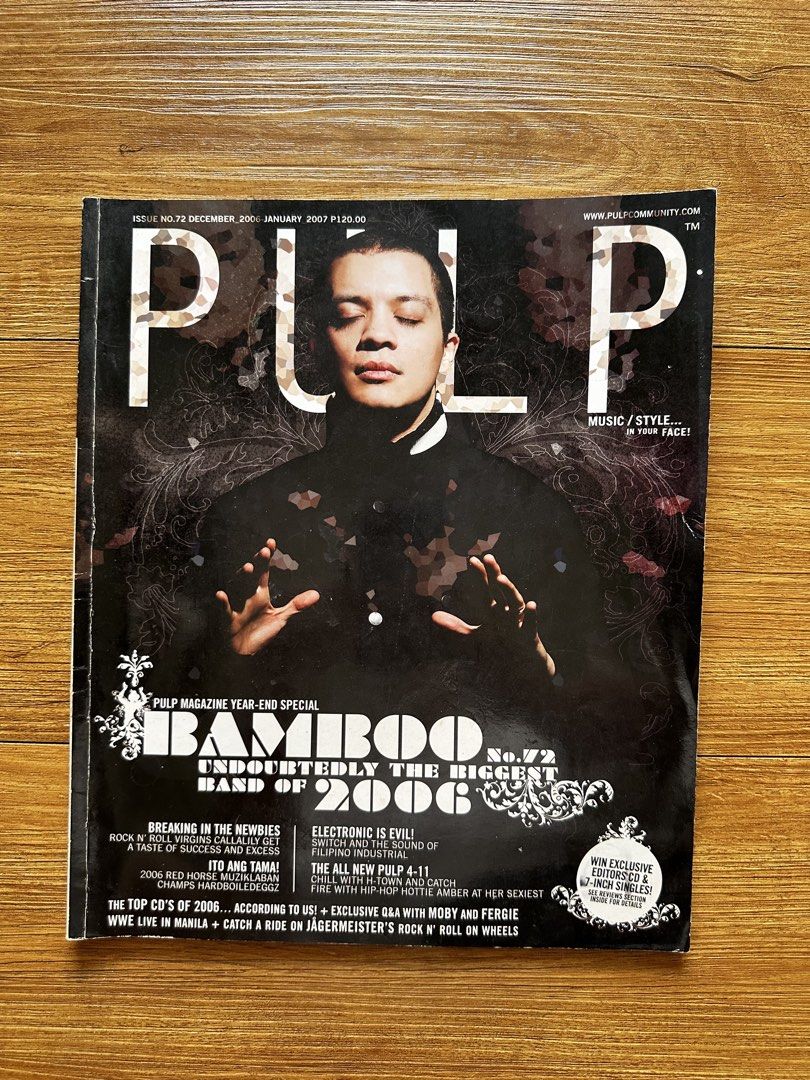 Pulp Magazine Issue 72 December 2006 (Category: Magazines) located in Paranaque City. Submitted by safedolphin.dc2bd2 (Listing ID 1426520252, Image 1). Description: - Pulp Magazine Issue 72 from December 2006 featuring Bamboo as the cover. - This issue includes articles and features about Bamboo, Callalily, and more. - Kept with care, mag still looks good - From personal collection - WYSIWYG - Kindly manage your expectations MOP: GCash, BDO MOD: 