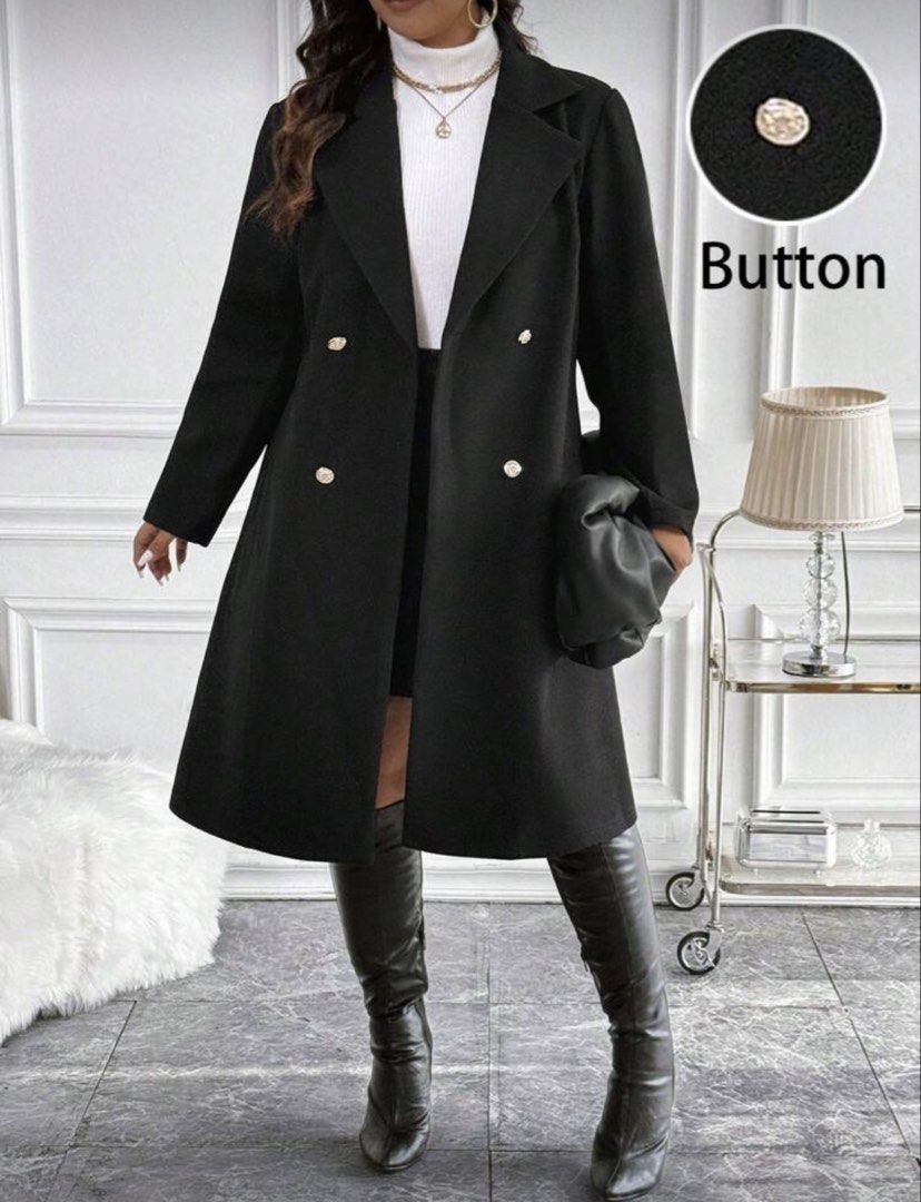 Shein Plus Size Long Sleeve Overcoat 3XL (Category: Coats, Jackets and Outerwear) located in Balanga. Submitted by gail13_ (Listing ID 1426497575, Image 1). Description: Perfect for chilly trips or stylish OOTDs! Only worn once during my Taiwan trip. Makapal and cozy, still in very well taken care of condition. 💰 Original price: ₱900 📌 Details • Size: 3XL (Plus Size) • Long sleeve overcoat • Double-breasted style • Thick / warm, perfect for col