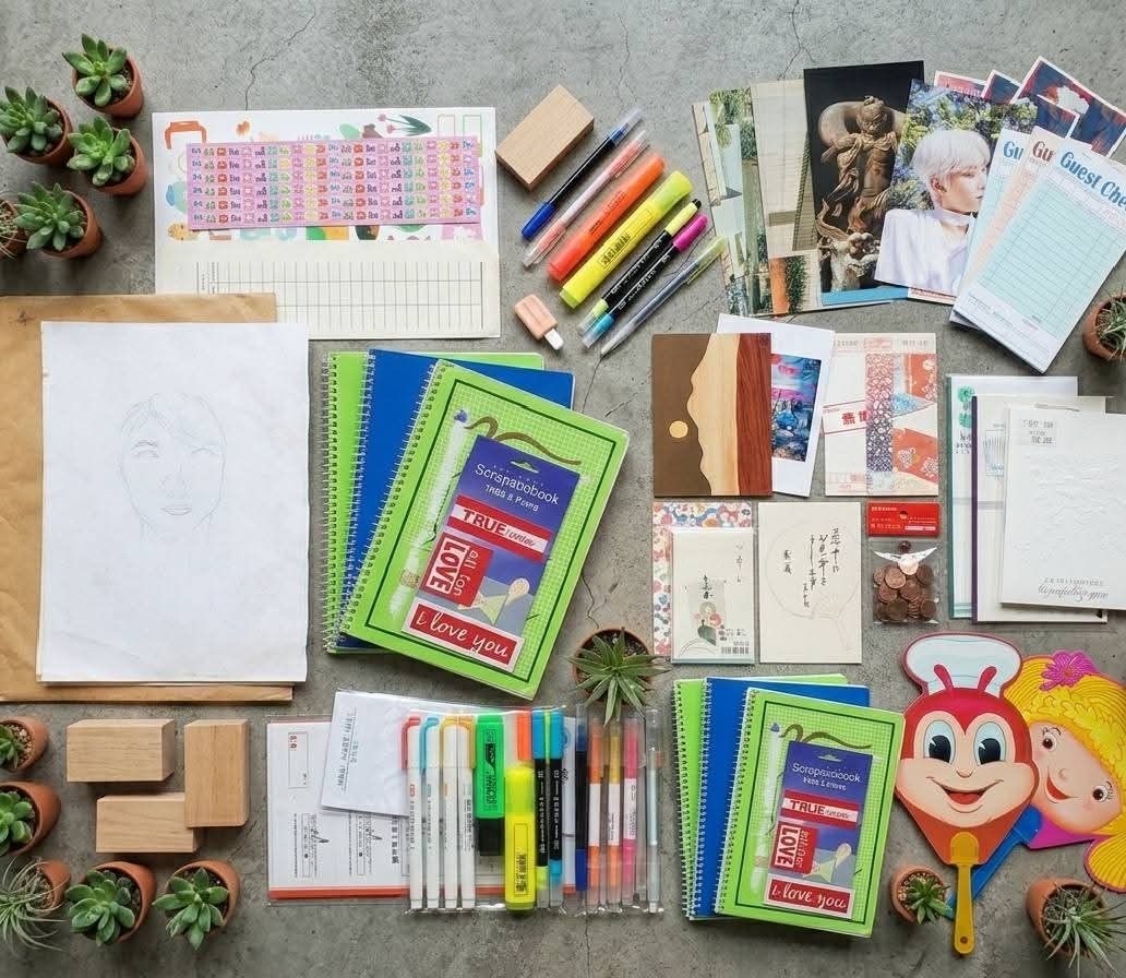 Take all Scrapbooking and Craft Supplies (Category: Craft Supplies & Tools) located in Makati City. Submitted by meghantherobot (Listing ID 1426504745, Image 2). Description: Collection of scrapbooking and craft supplies. Includes stickers, stamps, washi tape, notebooks, paper, and various decorative elements. Also includes a miniature house kit, pens, and other stationery items. Perfect for crafting enthusiasts and those looking to start a new h