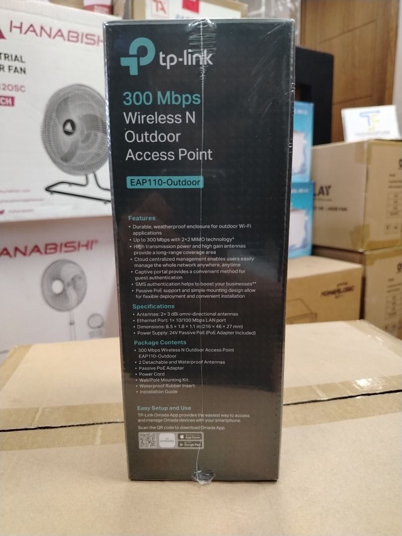 TP-Link Omada EAP110 -Outdoor 300Mbps Wireless N Outdoor Access Point (Category: Office & Business Technology) located in Pasig City. Submitted by technofuseofficial (Listing ID 1426473692, Image 3). Description: TP-Link Omada EAP110 -Outdoor 300Mbps Wireless N Outdoor Access Point Brand New and Original Items Store Location: 4F Unit 402, 604 Shaw Boulevard, Barangay Kapitolyo, Pasig City Same Day Delivery: - Lalamove delivery within Metro Manila