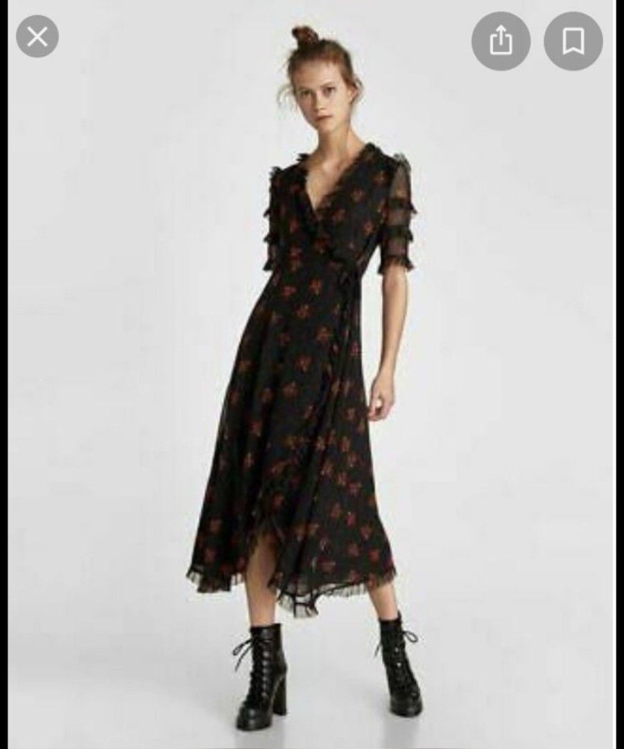 ZARA wrapped around dress (Category: Dresses) located in Quezon City. Submitted by rmseller.2017 (Listing ID 1426455650, Image 1). Description: ZARA wrapped around dress | XS-Semi L (because wrap around) | P1300 only.