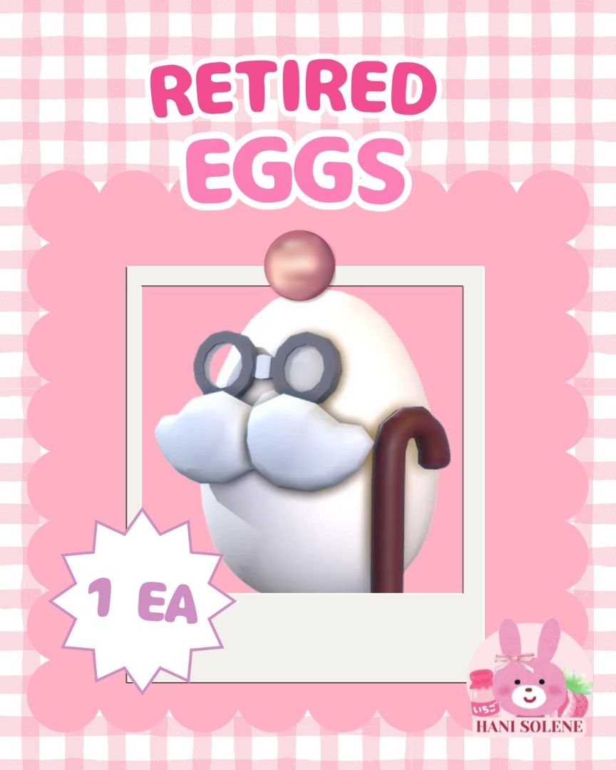 ADOPT ME - RETIRED EGGS (Category: In-Game Products) located in Manila. Submitted by hani.berry (Listing ID 1426695019, Image 1). Description: MOP: Gcash PAYMENT FIRST!! 📌 Important Reminders: 1. All transactions will be recorded as proof. 2. Let's prevent sending links of private server. 3. 🚫 Spamming messages won’t be entertained. 4. After receiving your item, please consider leaving a positive review. It truly helps me grow! 🌷 ✨ 📬 For any 