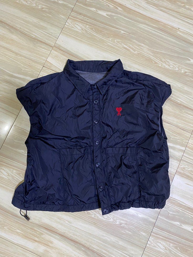 black, nylon-style button-down vest (Category: Others Tops) located in Hinigaran. Submitted by goodfinds2023 (Listing ID 1426722088, Image 1). Description: Excellent condition No issue Size medium women.
