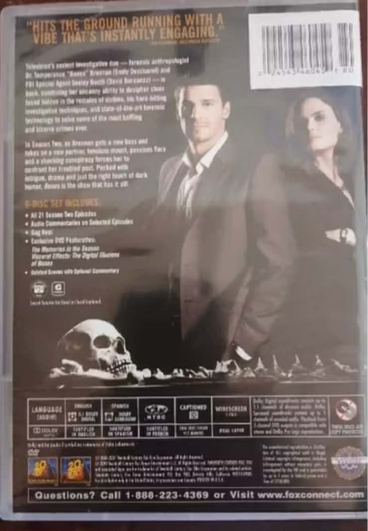 Bones: The Complete Second Season DVD (Category: CDs & DVDs) located in Lapu-Lapu City. Submitted by cebuuniquejewelry (Listing ID 1426640975, Image 2). Description: Bones TV Drama Series Box Set Season 2 Complete DVD focuses on solving crimes via skeletal remains mixed with humor, sorta romance and danger. GREAT SERIES! Watched once complete 6 Disks Great condition and Quality #dvd #tv #star #show #bones Bones TV Drama Series Box Set 6 Disks Sea