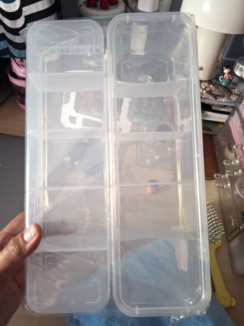Clear Plastic Storage Box 5-compartment (Category: Storage Boxes & Baskets) located in Quezon City. Submitted by an.marie (Listing ID 1426626788, Image 1). Description: sold each.