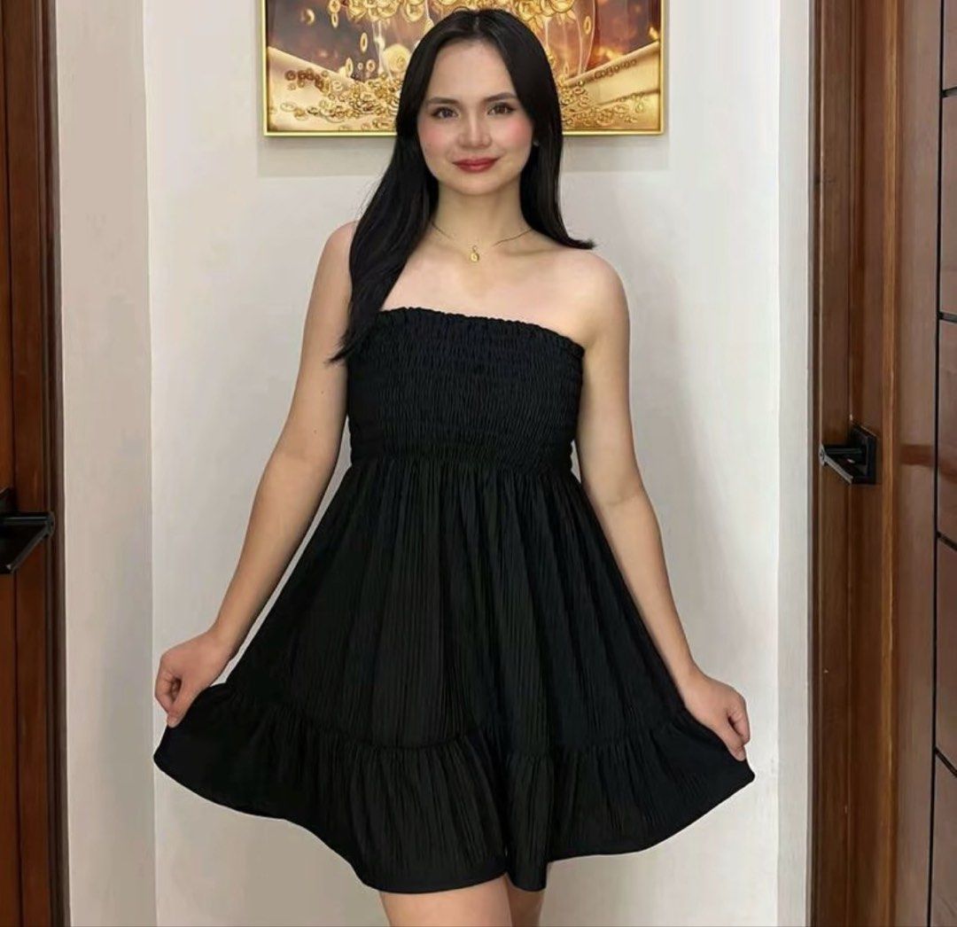 Crepe Dress - Boho Powder Blue & Plain Black (Category: Dresses) located in Marikina City. Submitted by getsnazzy7 (Listing ID 1426687002, Image 2). Description: 📍marikina 200 for two bought items from tiktok delivery c/o buyer.