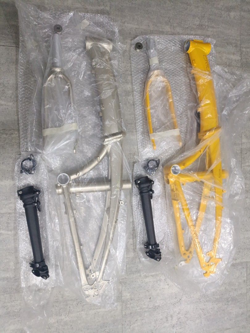 CRIUS frameset (Category: Parts & Accessories) located in Singapore. Submitted by benpedal (Listing ID 1426715626, Image 1). Description: CRIUS frameset mustard yellow champagne I have parts to build a full bike let me know if you need any. can help you build with a service fee of $50..