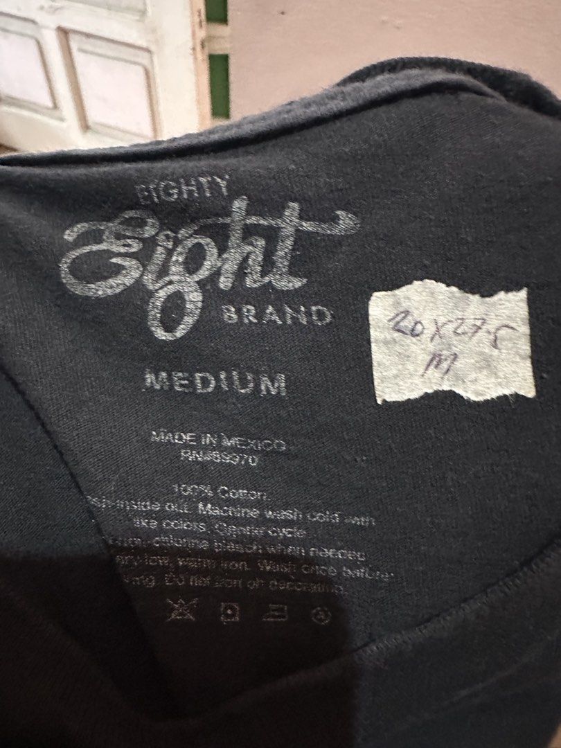 Eighty Eight Brand Graphic Tee Medium (Category: Tshirts & Polo Shirts ) located in Manila. Submitted by juanabanana (Listing ID 1426741688, Image 2). Description: Black graphic tee from Eighty Eight Brand. Features a roller coaster design with skeletons and the text "MUST BE THIS HIGH TO RIDE". Made in Mexico. Size is Medium. The shirt is made of 100% cotton. Measurements are approximately 20x27 inches. Tinakpan lang for community standards Need