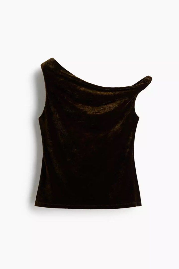 H&M Velvet One Shoulder Top (Category: Sleeveless) located in Manila. Submitted by mncdni (Listing ID 1426724047, Image 1). Description: - dark green - fits L-XL.