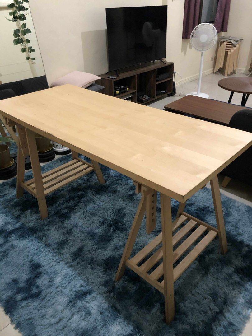 RUSH SALE IKEA Mittback + MÅLSKYTT Adjustable Work Table (Category: Tables & Sets) located in Mandaluyong City. Submitted by celinearboleda-80604 (Listing ID 1426604770, Image 1). Description: IKEA Miitback + MÅLSKYTT work table. Adjustable height can be used as a standing table or a drawing table. Very versatile. Some water stains under the table from my salt lamp but otherwise smooth finish on the surface. Loc Makati.