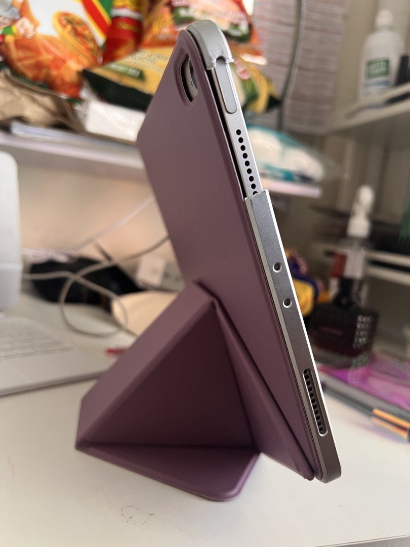 Ipad 11 (m2 and up) multi fold case (Category: Cases & Sleeves) located in Mandaluyong City. Submitted by mnlmeetup (Listing ID 1426609613, Image 3). Description: - Compatible with iPad air 4, 5, 6, 7 (year 2020, 2022, 2024, 2025) - Multi-fold design for versatile viewing angles. - Stylish Sunset Purple color. - Provides protection for your iPad. Moft inspired; X design fold Price is negotiable.