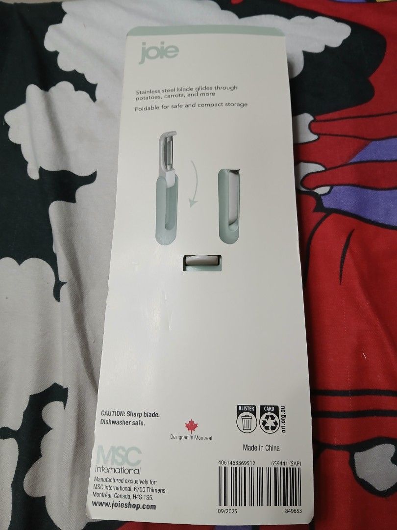 Joie Foldable Peeler (Category: Other Kitchenware & Tableware) located in Mabalacat. Submitted by michelle.m.d. (Listing ID 1426674715, Image 2). Description: Joie Foldable Peeler Stainless steel blade glides through potatoes, carrots, and more Foldable for safe and Compact storage. .