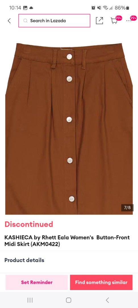KASHIECA Rhett Eala Button-Front Midi Skirt (Category: Skirts) located in Quezon City. Submitted by ayaacinth (Listing ID 1426606467, Image 3). Description: Stylish midi skirt from KASHIECA by Rhett Eala. Features a button-front design and a flattering silhouette. The skirt is a warm brown color. It has a classic design that can be dressed up or down. Perfect for creating versatile outfits..
