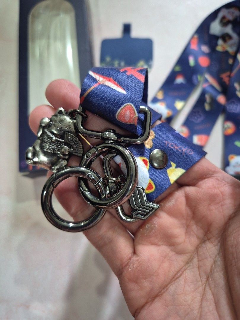 Kitty Lanyard Strap (Singapore) (Category: Mounts & Holders) located in Pasig City. Submitted by zenzen1010 (Listing ID 1426623147, Image 2). Description: - Kitty Lanyard Strap - Navy blue color - Features a cute kitty and Japanese-inspired design - Includes phone holder attachment - Stylish and functional.
