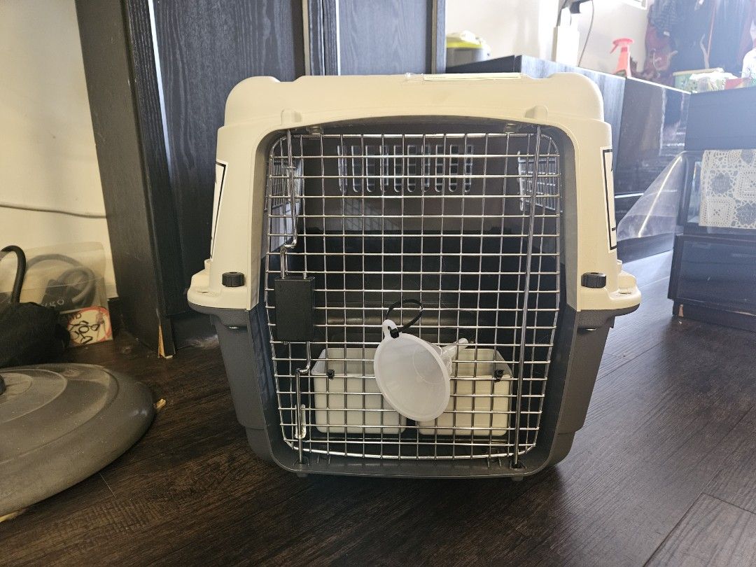 Large Cage (Category: Homes & Other Pet Accessories) located in Singapore. Submitted by crawlyoufools (Listing ID 1426621321, Image 2). Description: Large cage, dimensions (LxBxH) are 19 x 26 x 21 inches. can fit any sized cat and small-medium dogs. can be used for air travel and crate training. got it for about $200.