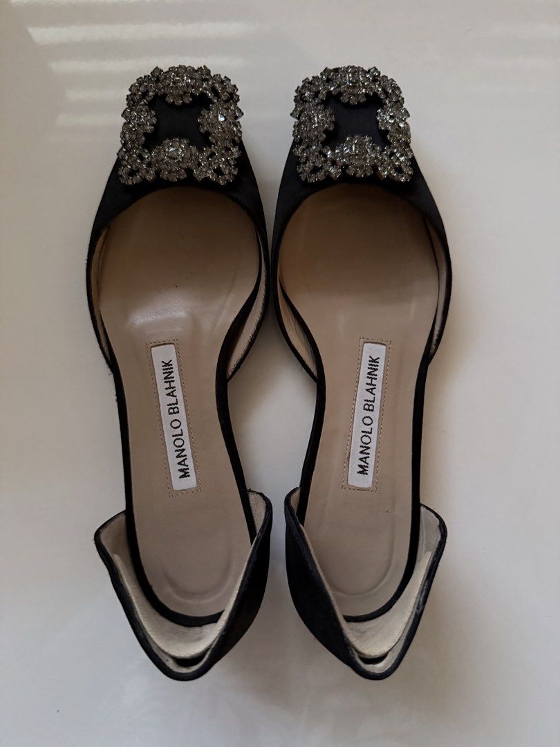 Manolo Blahnik Black Embellished Sandals (Category: Flats & Sandals) located in Las Pinas. Submitted by bienmdd (Listing ID 1426686955, Image 1). Description: Size 34 💯Authentic Black Color Shoes Only .