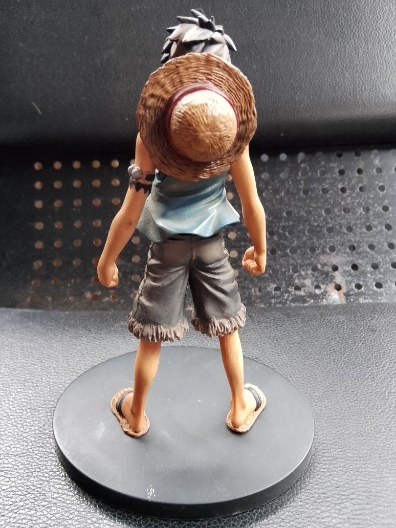 One Piece Monkey D. Luffy Figure (Category: Figurines & Statues) located in Davao. Submitted by Ysang40 (Listing ID 1426763555, Image 3). Description: Figure depicts Monkey D. Luffy from the popular anime series One Piece. It features Luffy in his iconic outfit, complete with a straw hat. The figure is standing on a black base. The base has the words "Made in China" printed on it..