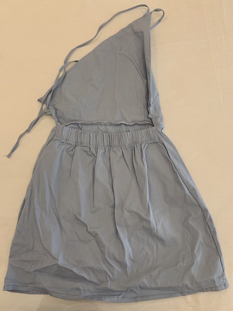 One shoulder dress (Category: Dresses) located in Davao. Submitted by audstuff (Listing ID 1426604679, Image 2). Description: Dress with flaw (check last photo) Never used A bit stretchy Fit to xs-s No when worn.