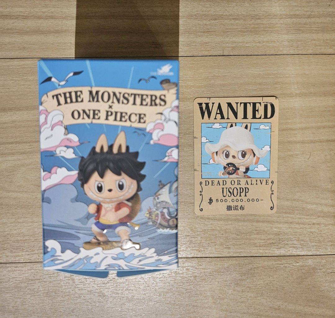Pop Mart - The Monsters x One Piece (Category: Designer & Blind Box Toys) located in Quezon City. Submitted by jcvonpossel (Listing ID 1426643254, Image 1). Description: Pop Mart - The Monsters x One Piece Usopp 550 pesos With box and card. Box opened, item sealed. Selling extras. Location: Quezon City Can be delivered via Lalamove or Grab, buyer's expense. Payment thru bank transfer (BDO, Metrobank) or COD..