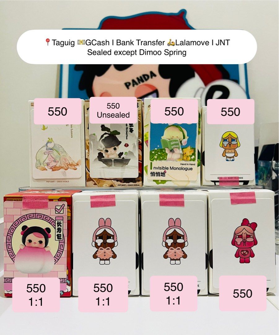 Pop Mart Dimoo Crybaby Pucky (Category: Designer & Blind Box Toys) located in Pasay City. Submitted by nbamore (Listing ID 1426611057, Image 1). Description: Sealed except Dimoo Spring Please read the ratio Loc. Westen Bicutan Taguig MOP: Gcash or Bank transfer MOD: Lalamove or JnT.