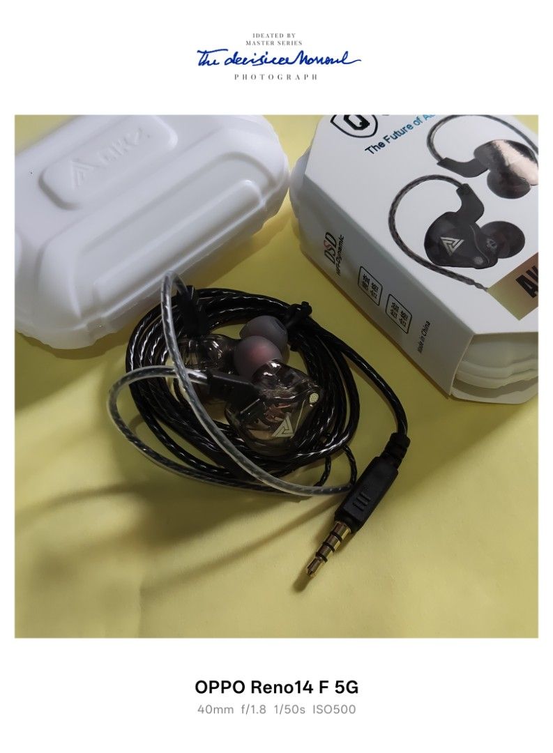 QKZ AK6 In-Ear Monitors (Category: Earphones) located in Paranaque City. Submitted by audioaddict0517 (Listing ID 1426669262, Image 2). Description: KZ AK6 in-ear monitors. Includes the earphones, original packaging, and a carrying case. The earphones have a black cable and a 3.5mm jack. The earphones themselves have a transparent design with a silver logo. The box indicates -Res Audio..