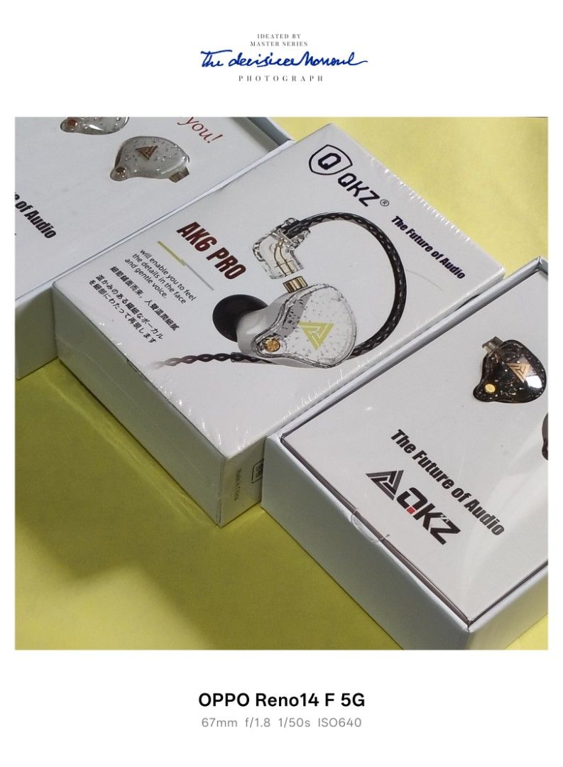QKZ AK6 PRO In-Ear Monitors (Category: Earphones) located in Paranaque City. Submitted by audioaddict0517 (Listing ID 1426668709, Image 2). Description: QKZ AK6 PRO in-ear monitors. The box includes the earphones and accessories. The earphones have a clear design with a gold-colored logo. The box also mentions "The Future of Audio"..