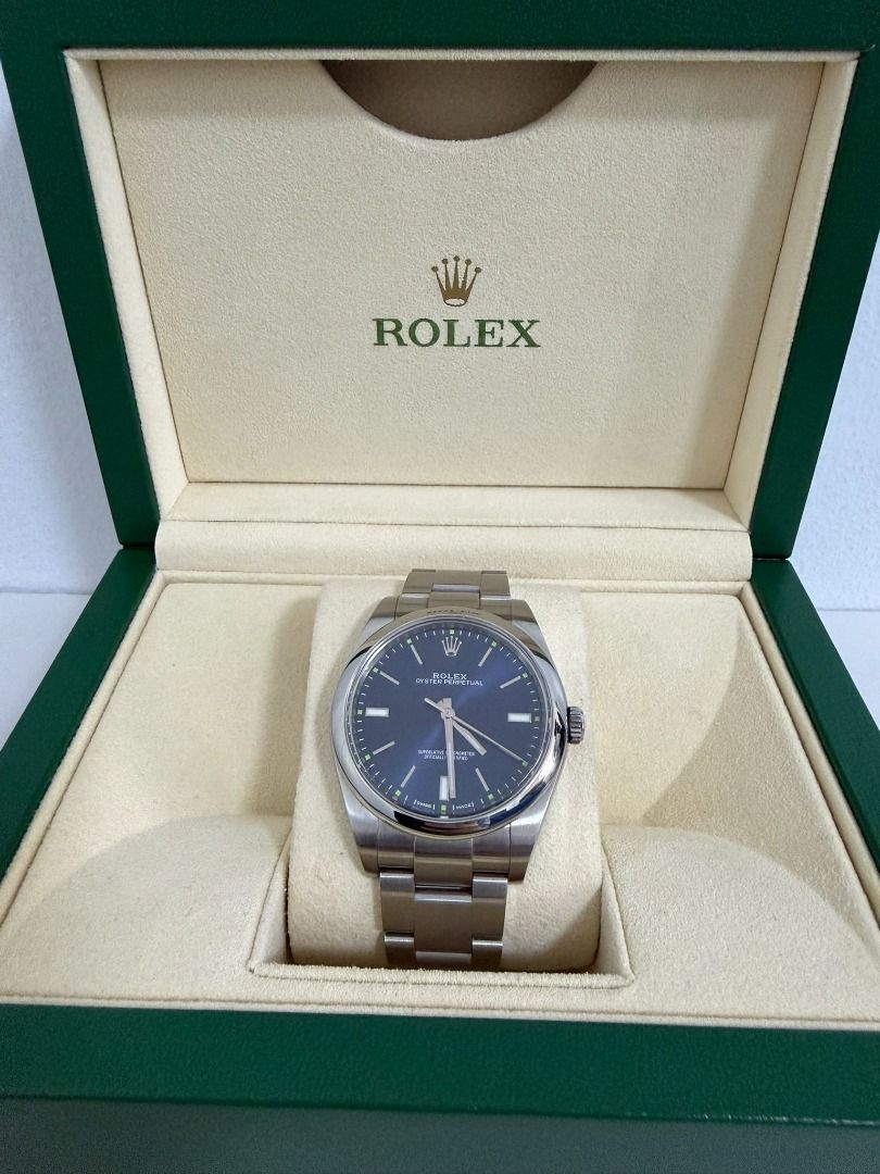 Rolex Oyster Perpetual Blue Dial 39mm (Category: Luxury Watches) located in Quezon City. Submitted by rhyswatchmnl (Listing ID 1426672824, Image 2). Description: 114300 39mm Year 2019 Full Set Condition 9.8/10 San Juan City/New Manila QC.