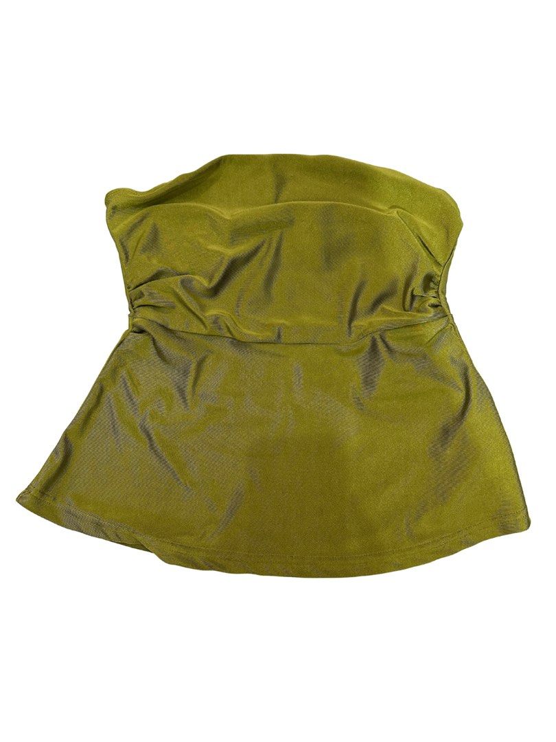 SHEIN Olive Green Tube Top (Category: Others Tops) located in Manila. Submitted by goodfindsmnl_ (Listing ID 1426699142, Image 1). Description: - Size: XS - Used once - Rfs: decluttering 💬 DM for more photos or details!.