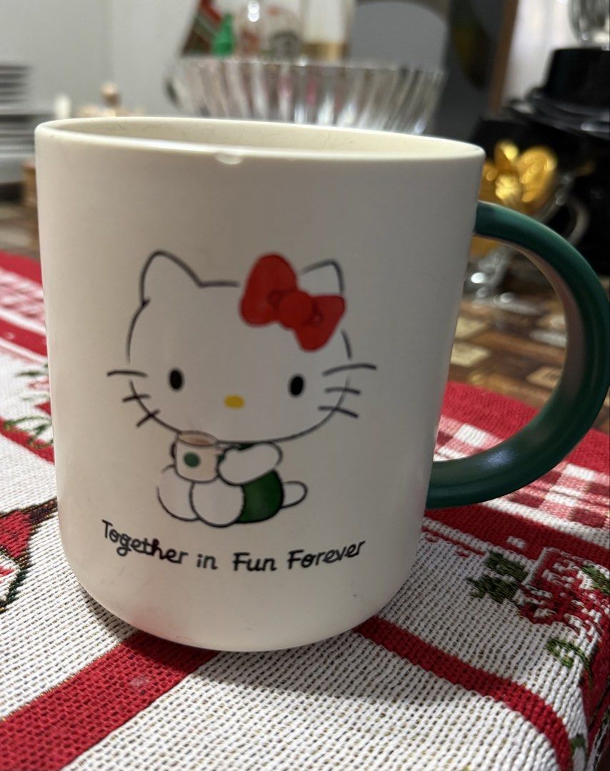 Starbucks Hello Kitty Mug (collectible) with slight issue (Category: Coffee & Tea Tableware) located in Mandaue City. Submitted by erin_grace (Listing ID 1426640416, Image 1). Description: Issues: very small chip (shown in photos) signs of use inside the mug .