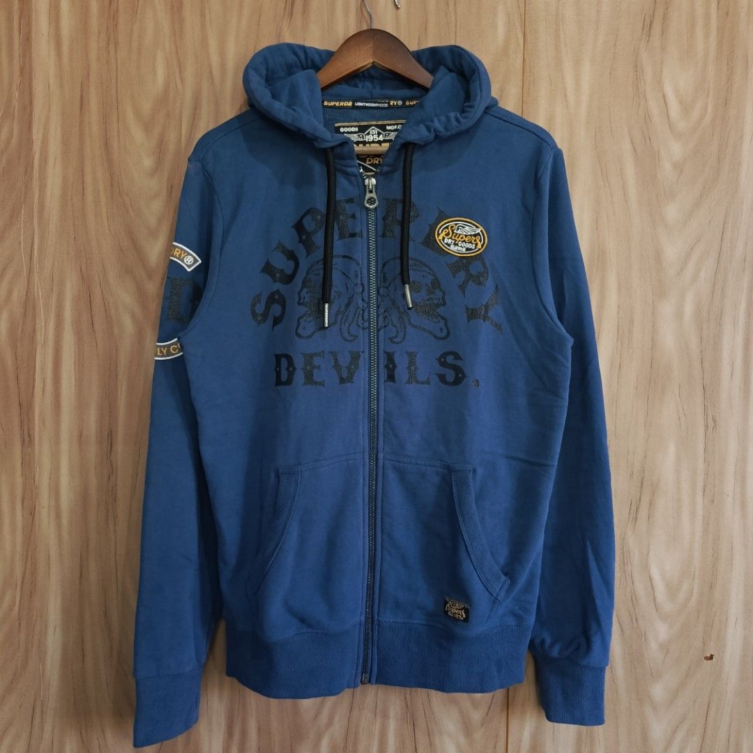 Superdry Super Devils Zip Hoodie (Category: Coats, Jackets and Outerwear) located in Batangas. Submitted by thriftpingssph (Listing ID 1426713272, Image 1). Description: 22x27 No Issue No Flaws 10/10 Condition Colorate.