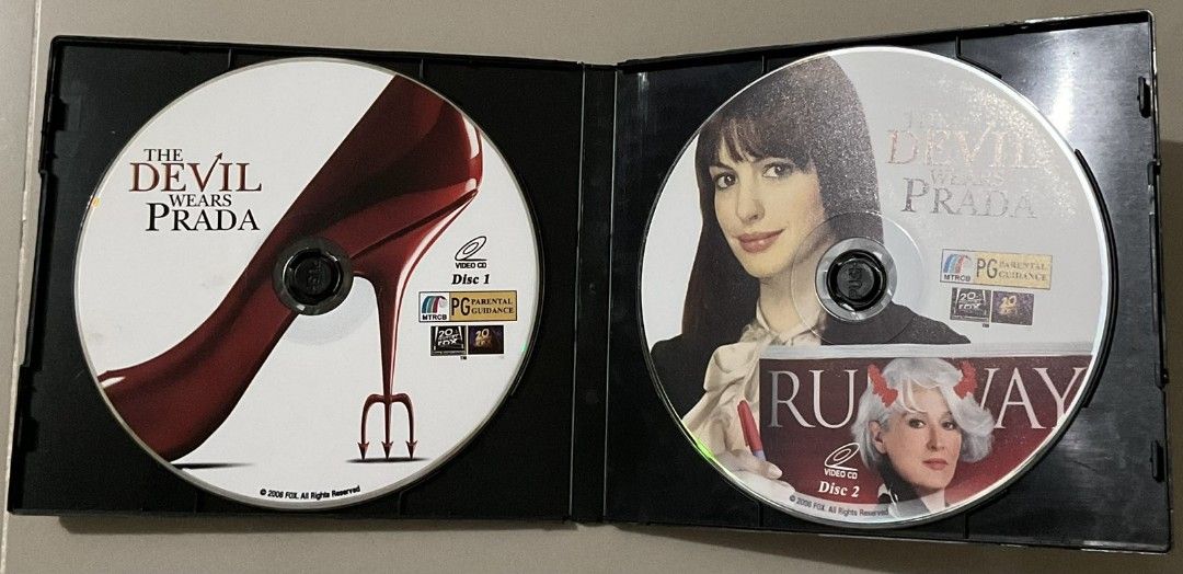 The Devil Wears Prada VCD (Category: CDs & DVDs) located in Quezon City. Submitted by sorayuki_15 (Listing ID 1426732162, Image 2). Description: - VCD of the movie "The Devil Wears Prada". - It includes two discs. - Mode of Payment: Bank transfer / Gcash - Shipping fee to be shouldered by the buyer (Standard GGX Delivery. Shipping from Quezon City).