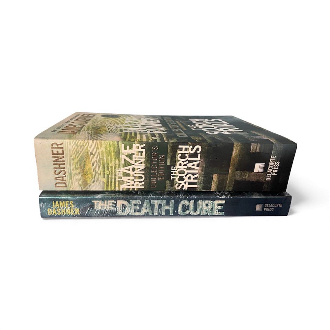 The Maze Runner Series Books 1 & 3 (Category: Storybooks) located in Quezon City. Submitted by Decluttererqc (Listing ID 1426615021, Image 3). Description: Listing includes two books from The Maze Runner series by James Dashner: The Maze Runner: Collector's Edition (Books 1 & 2) and The Death Cure (Book 3). Both books are in English. The Death Cure is still sealed in its original packaging. The Maze Runner: Collector's Edition includes bonus cont