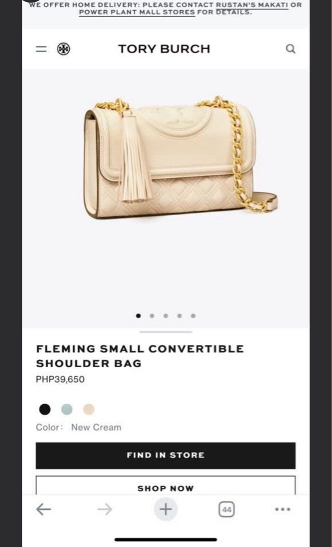 Tory Burch Fleming Small Convertible Shoulder Bag (Category: Luxury Bags & Wallets) located in Cainta. Submitted by liannas_closet (Listing ID 1426703623, Image 1). Description: Excellent condition Bought personally in New York with receipt.