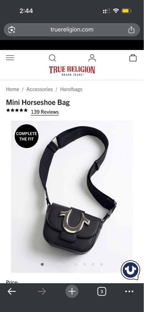 True Religion Mini Horseshoe Bag (Category: Luxury Bags & Wallets) located in Calamba. Submitted by 99ells (Listing ID 1426653036, Image 1). Description: Original price: 4.8k RFS: Di na nagagamit MOP: GCash/BDO/BPI MOD: JRS/LBC/JNT.