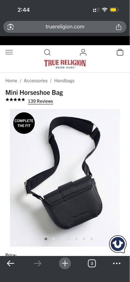 True Religion Mini Horseshoe Bag (Category: Luxury Bags & Wallets) located in Calamba. Submitted by 99ells (Listing ID 1426653036, Image 2). Description: Original price: 4.8k RFS: Di na nagagamit MOP: GCash/BDO/BPI MOD: JRS/LBC/JNT.