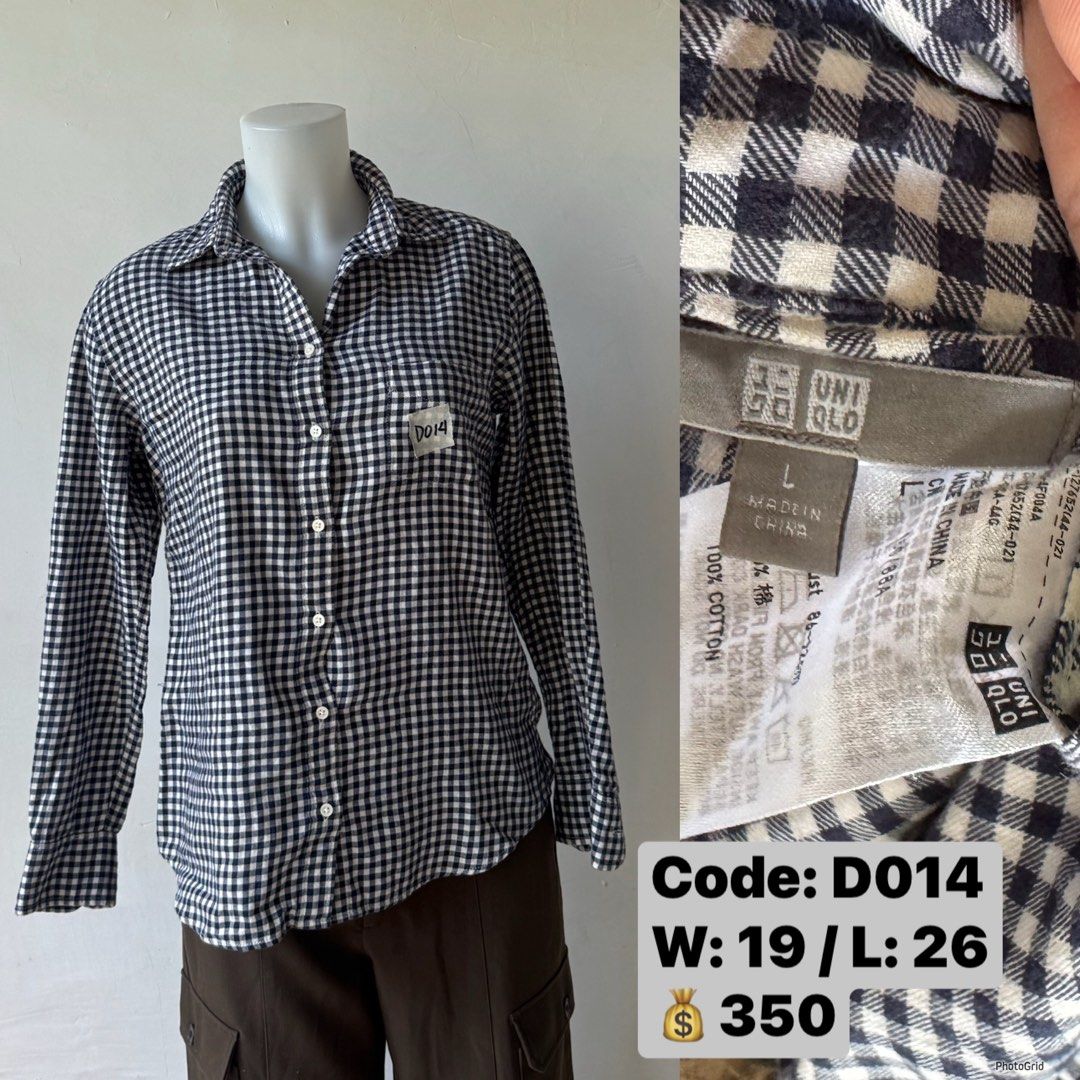 Uniqlo Gingham Check Shirt - Size L (Category: Longsleeves) located in Iloilo. Submitted by everythingnicee (Listing ID 1426705433, Image 1). Description: FIXED PRICE‼️‼️.