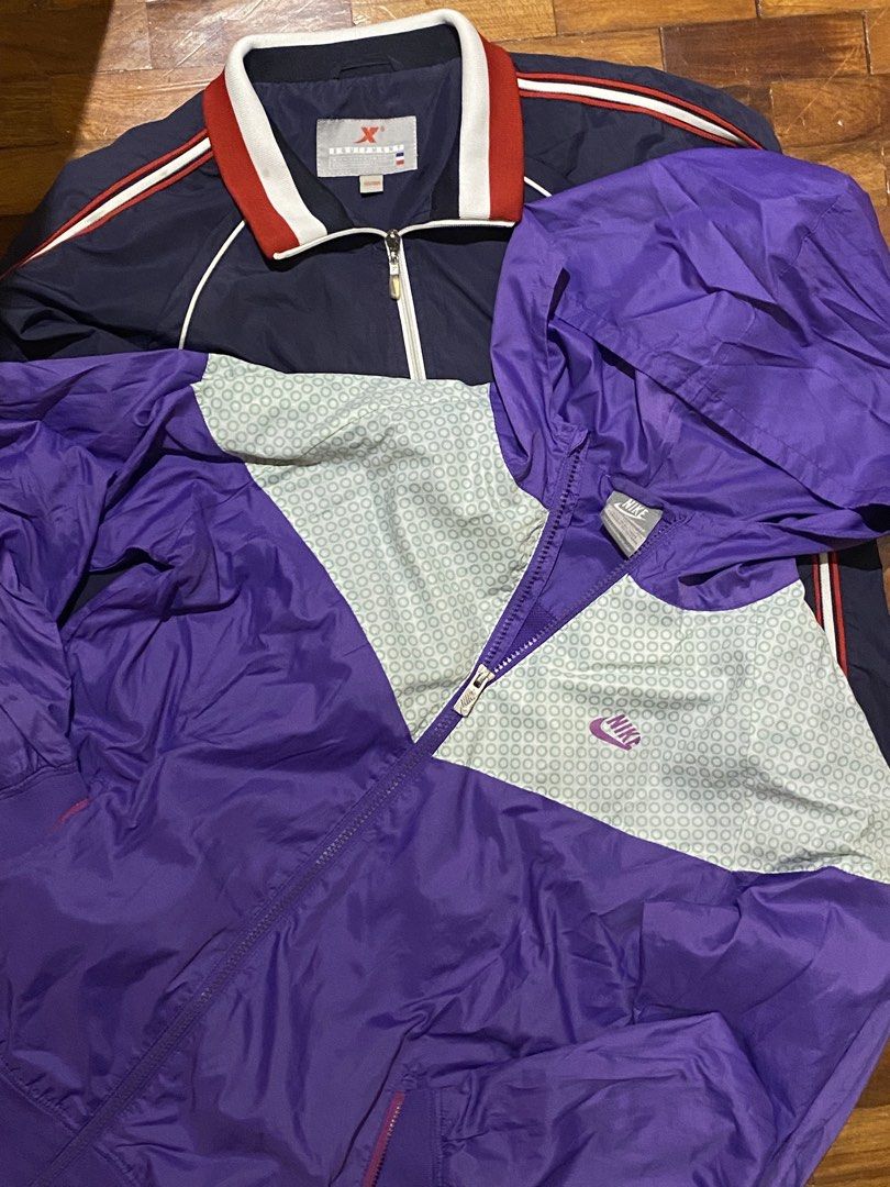 Vintage Nike Purple Windbreaker Jacket set (Category: Coats, Jackets and Outerwear) located in Pasig City. Submitted by notosscammers (Listing ID 1426738417, Image 2). Description: ₱800 for both!! - NIKE windbreaker (size XL on tag) - X EQUIPMENT windbreaker (fits to S-M) - 599 each - Never used so it’s in a very good condition .