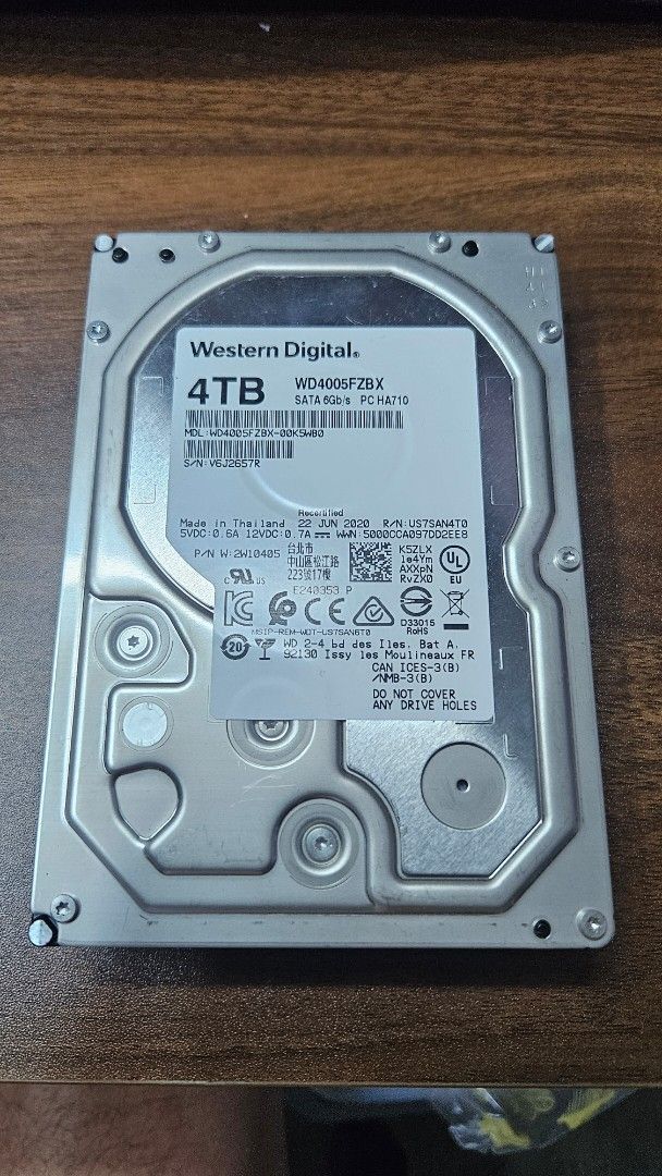 Western Digital 4TB HDD WD4000FZLX, Computers & Tech, Parts ...