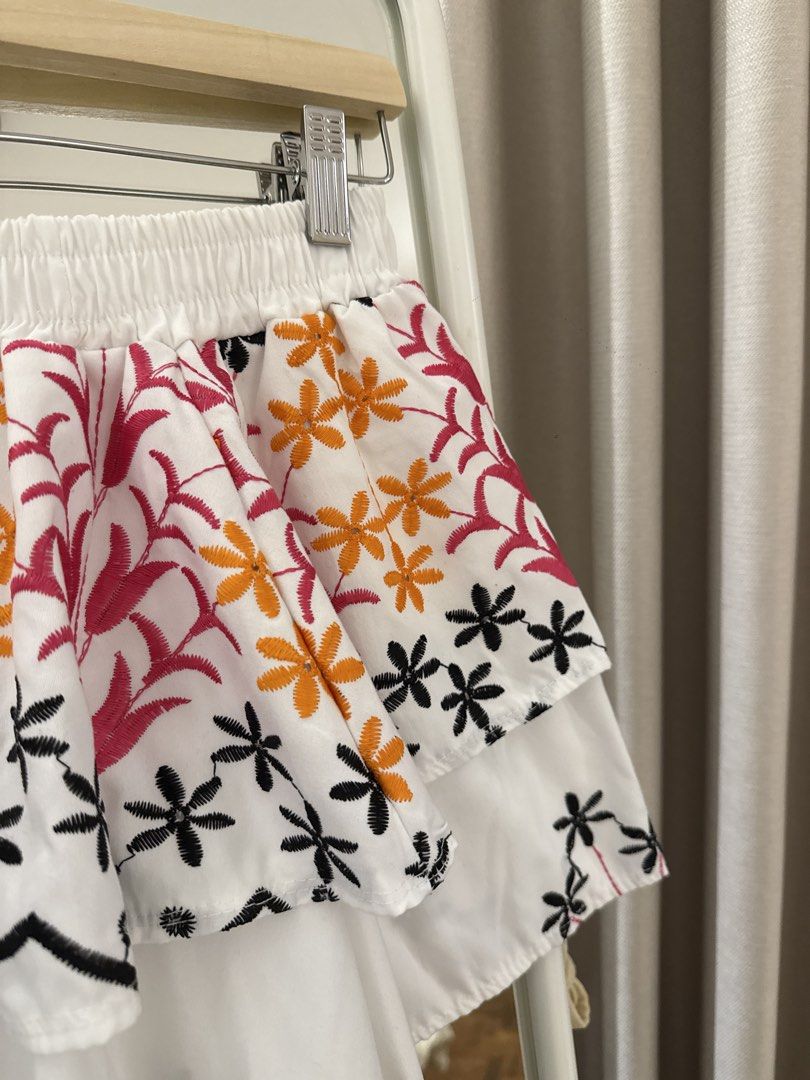 White Embroidered Tiered Tube (Category: Sleeveless) located in Taguig. Submitted by fm.dh (Listing ID 1426771459, Image 2). Description: used lightly stretchy fabric, embroidered detail can fit until xxl mop: maribank, bpi.
