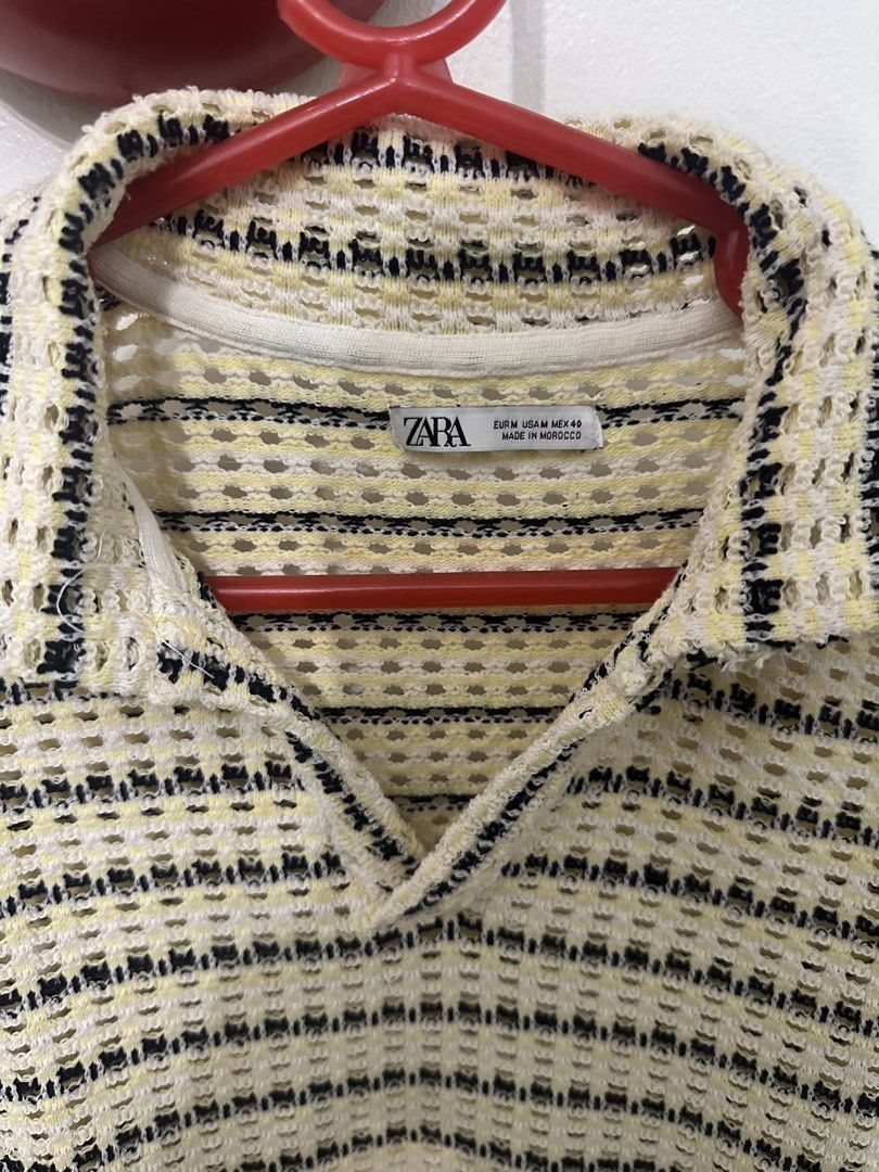 Zara Knit Polo Shirt (Category: Shirts) located in Pasig City. Submitted by max.miguel.ph (Listing ID 1426740642, Image 2). Description: Zara knitted polo shirt Size M , used once RFS: di ko Kaya yung may butas .