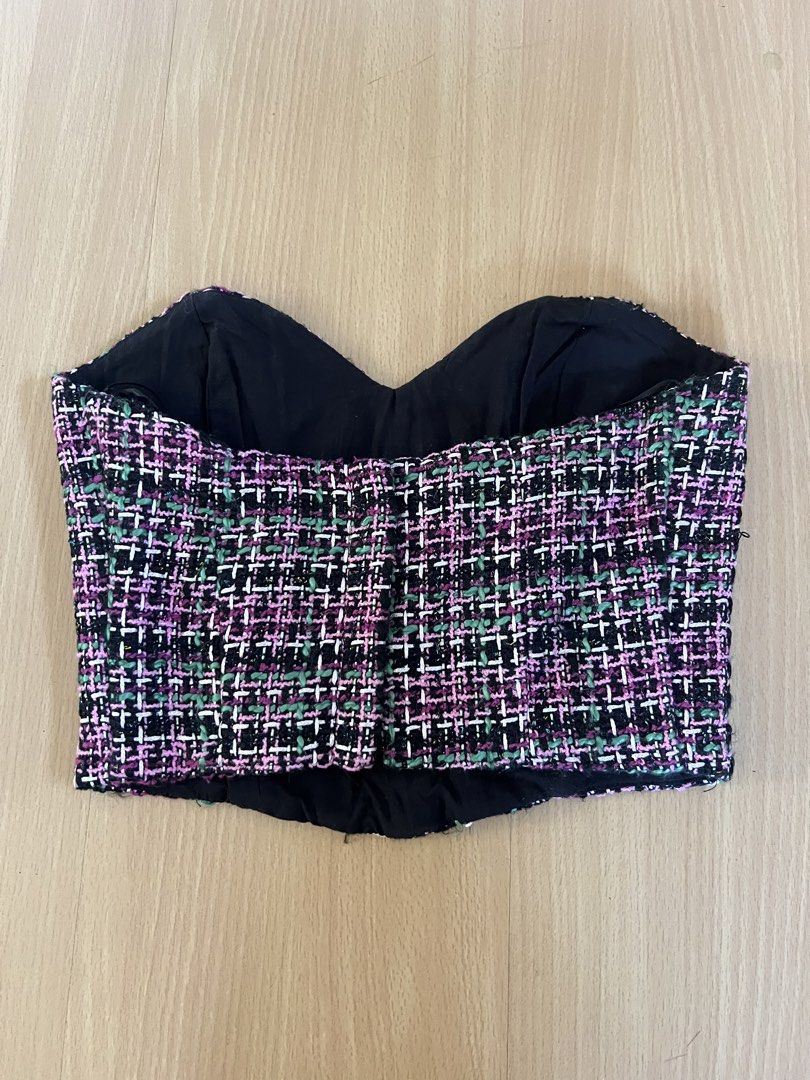 zara tweed corset top (Category: Blouses) located in Pasig City. Submitted by joolsforsale (Listing ID 1426607453, Image 2). Description: zara tweed corset top size Small best fits xs-s frames all branded items are guaranteed original.
