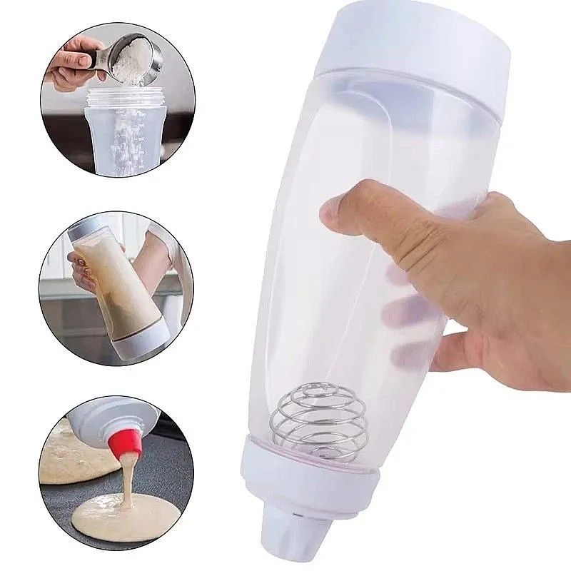 1000ml Shaker with Whisk Batter Pancake Mixer (Category: Water Bottles & Tumblers) located in Quezon City. Submitted by an.marie (Listing ID 1426792296, Image 2). Description: Shaker bottle is perfect for mixing protein shakes, pancake batter, or other liquids. It has a 1000ml capacity and includes a whisk for smooth mixing. The bottle has measurement markings for easy portioning. It is 28cm tall and 10cm wide. The bottle is easy to clean and use