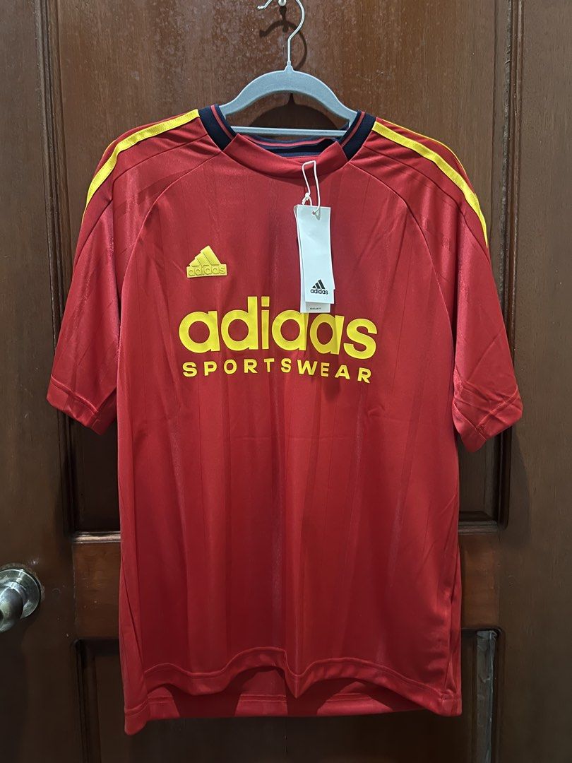 Adidas Tiro jersey (red and yellow) (Category: Activewear) located in Manila. Submitted by stealss (Listing ID 1426863423, Image 1). Description: 20.5x26 Tags intact Below retail.