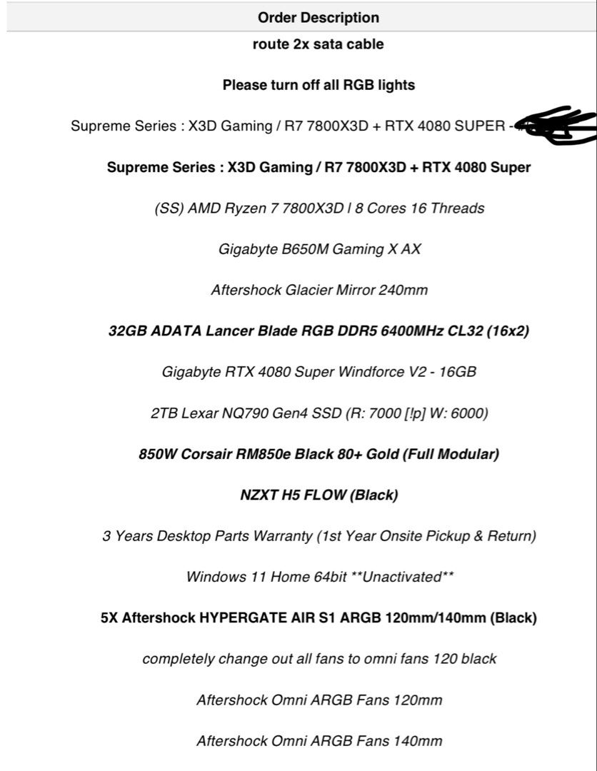 Aftershock PC RTX4080 super+ Ryzen CPU413291176316774401