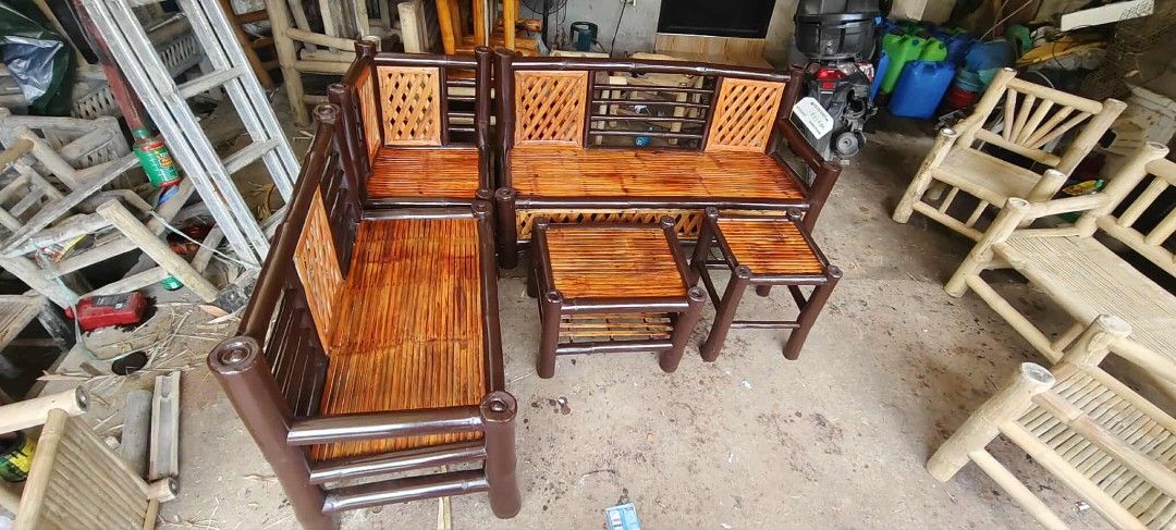 Bamboo sale set (Category: Sofas) located in Manila. Submitted by dolorchris69891 (Listing ID 1426903907, Image 2). Description: Lshape po Ang 7,500 paint color 7k barnish only.