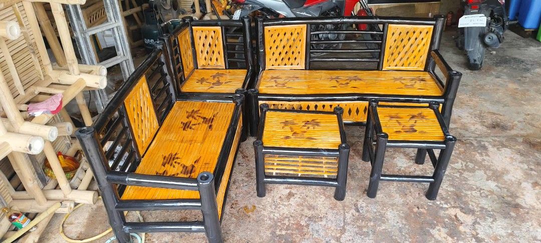 Bamboo sale set (Category: Sofas) located in Manila. Submitted by dolorchris69891 (Listing ID 1426903907, Image 3). Description: Lshape po Ang 7,500 paint color 7k barnish only.