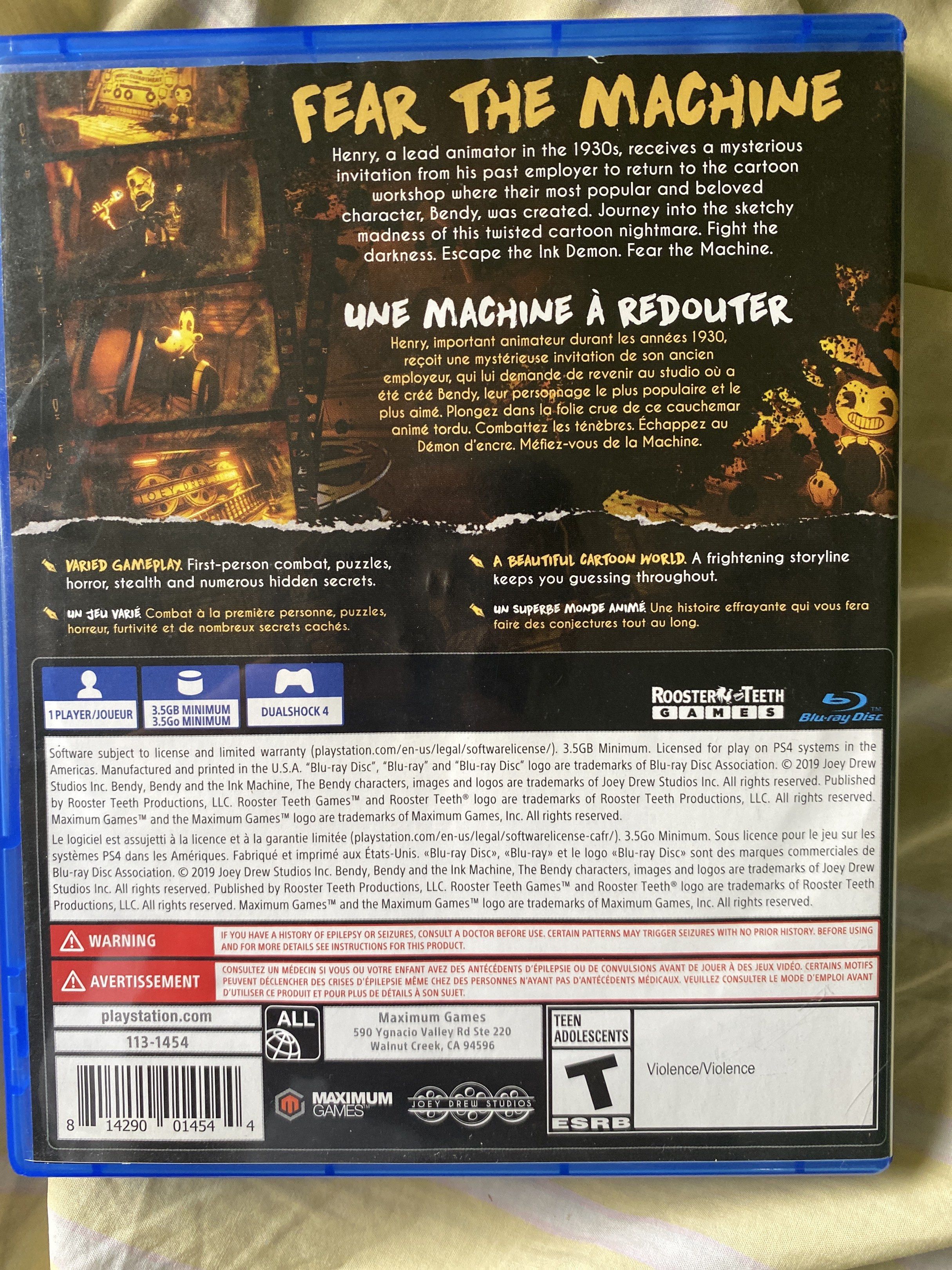 BENDY and the ink machine (Category: PlayStation) located in Manila. Submitted by gamewaresuppliesco. (Listing ID 1426830727, Image 3). Description: good condition Clean disc All region.