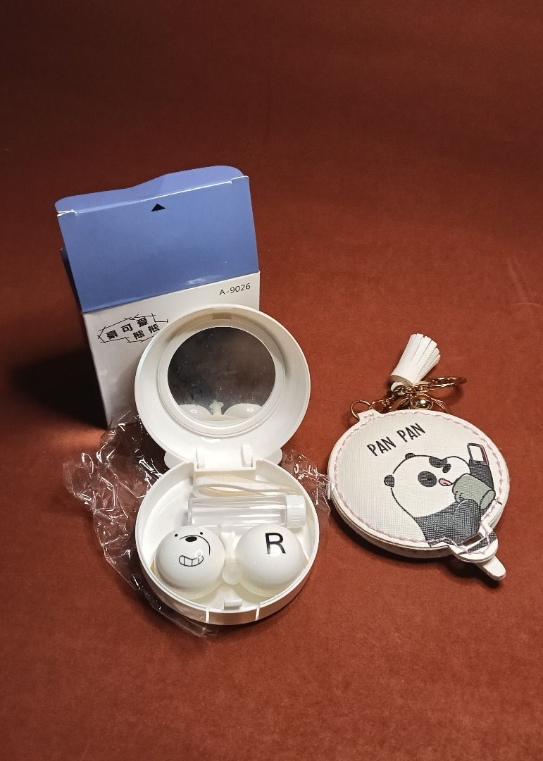 [BNEW] We Bare Bears Set: Contact Lens Case + Mirror Keychain (Category: Vision Care) located in San Juan City. Submitted by vt_horang (Listing ID 1426856517, Image 1). Description: - Only taken out of box for photo - Contact lens set featuring Ice Bear - Mirror key chain featuring Panda.