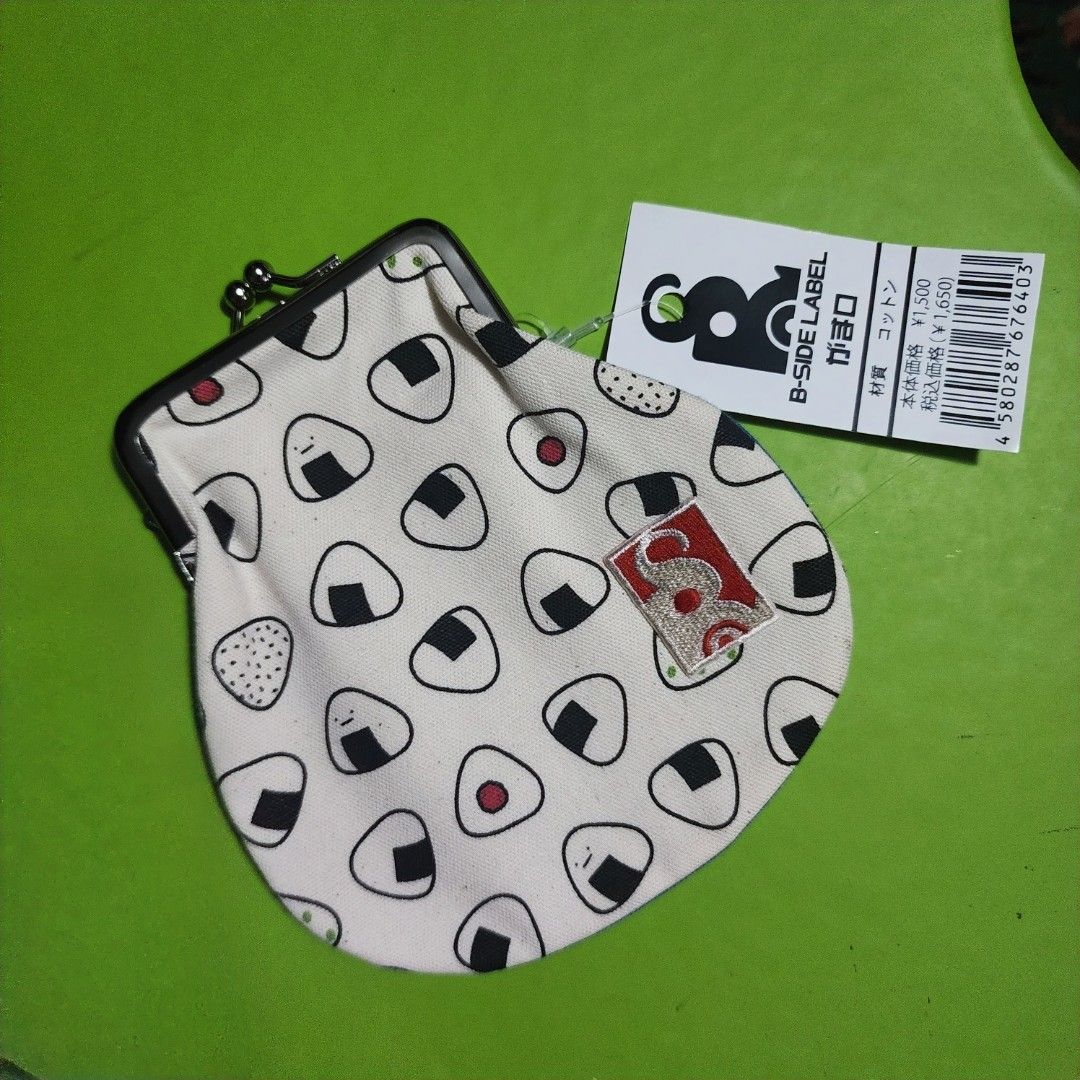 B-Side Label Onigiri Coin Purse Wallet (Category: Purses & Pouches) located in Binan City. Submitted by dottienook (Listing ID 1426889065, Image 2). Description: Adorable coin purse from B-Side Label featuring an onigiri (rice ball) pattern. It has a classic clasp closure and a compact design. Cotton. From Japan. So cute! sf at buyers expense..